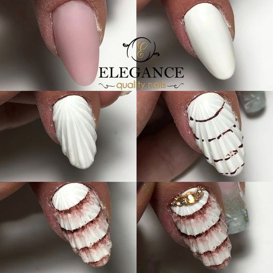 seashell inspired nails or mermaid nails