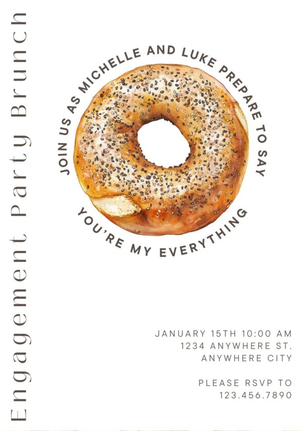 You're My Everything Bagel Brunch Engagement Party Invitation - Instantly Download and Personalize!