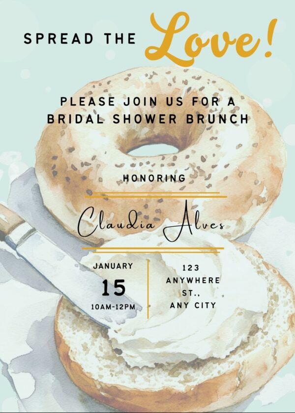 Spread The Love Bagel Brunch Bridal Party Invitation - Instantly Download and Personalize!